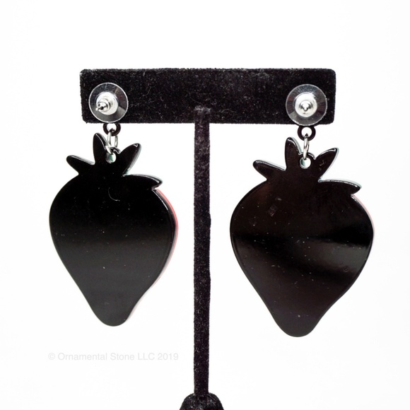 Strawberry Acrylic Dangle Statement Earrings #32 - Picture 5 of 5